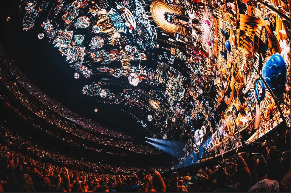 Každá pesnička počas koncertu U2 má svoj vlastný veľkolepý vizuál. Foto - www.thespherevegas.com