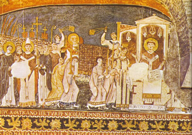 Cyril a Metod prinášajú ostatky sv. Klimenta do Ríma. © Wikipédia.