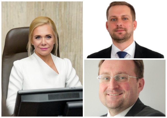 Ministerka hospodárstva Denisa Sakova a jej dvaja štátni tajomníci - Kamil Šaško (vpravo hore) a Vladimír Šimoňák (vpravo dole). Foto - ministerstvo hospodárstva, Hlas a Vladimír Šimoňák