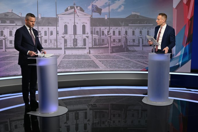 Ivan Korčok a Peter Pellegrini počas debaty na Markíze. Foto - TV Markíza