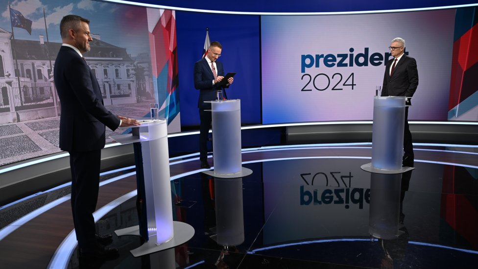 Ivan Korčok a Peter Pellegrini počas debaty na Markíze. Foto - TV Markíza