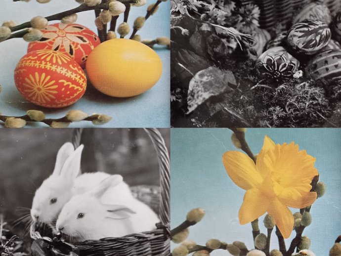 Régi húsvéti képeslapok részletei. Kollázs - Napunk