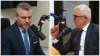 Prvý prezidentský duel pred druhým kolom – Ivan Korčok a Peter Pellegrini v Rádiu Slovensko RTVS. Foto – RTVS