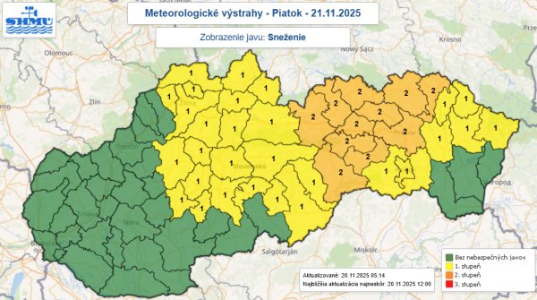 Časť Slovenska v&nbsp;piatok zrejme zasiahne snehová kalamita