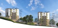 Vizualizácia nového námestovského bytového komplexu Nižné brehy. Vizualizácia - Stavebný podnik Námestovo.